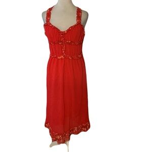 NWT Frida Kahlo x SHEIN Red Floral Trim Sleeveless Dress Women’s Size Large